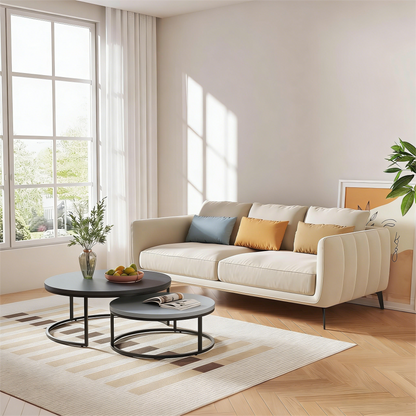 2-Piece Nested Round Coffee Table Set – Versatile Living Room Furniture