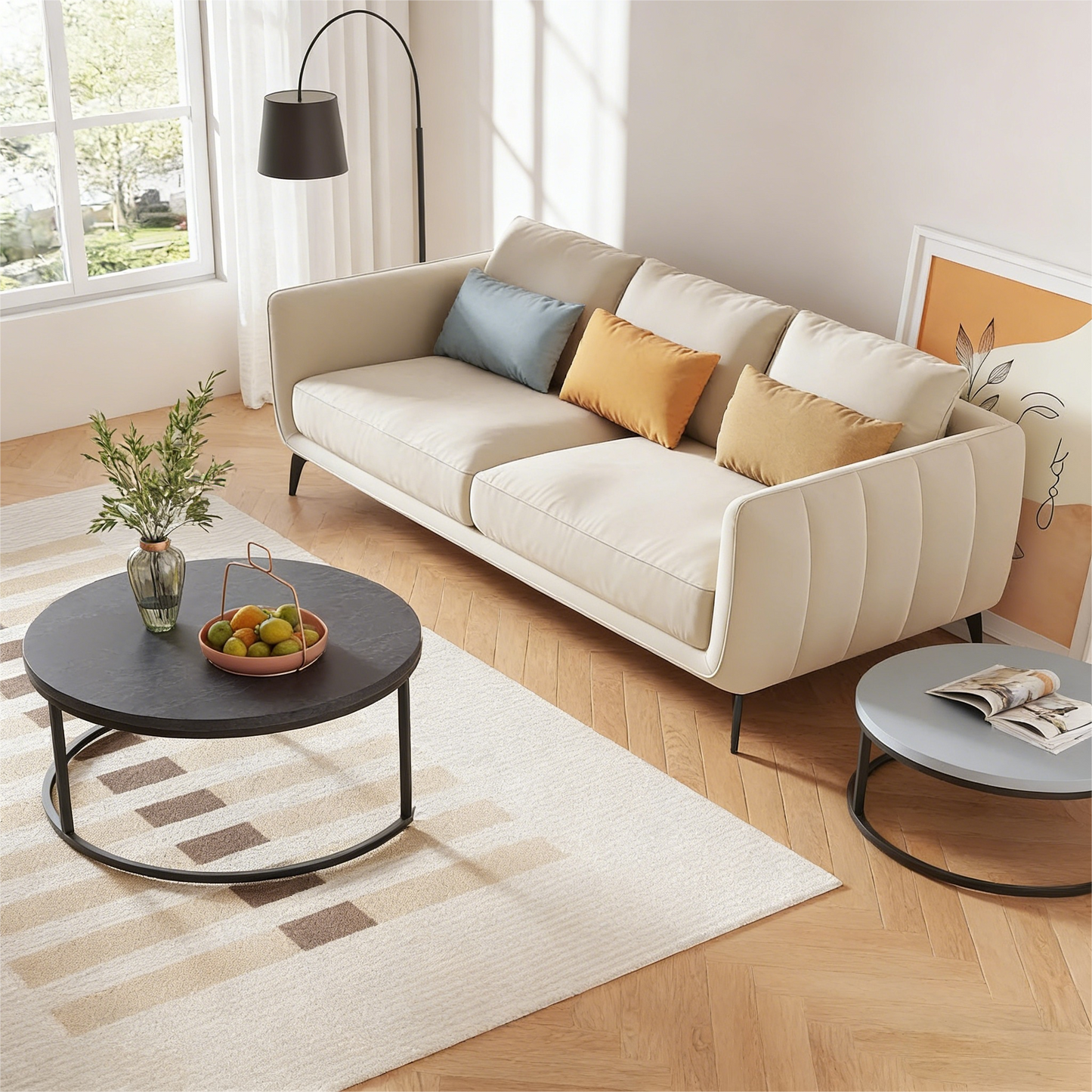 2-Piece Nested Round Coffee Table Set – Versatile Living Room Furniture
