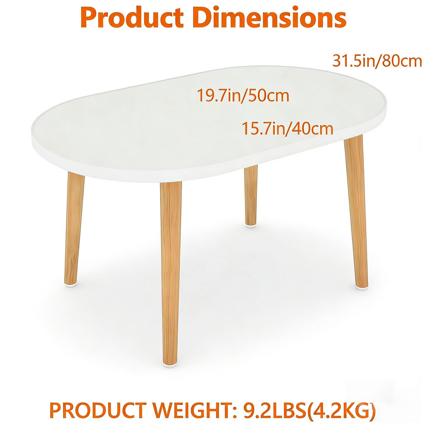 Minimalist Oval Coffee Table with Wooden Legs