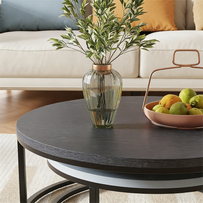 2-Piece Nested Round Coffee Table Set – Versatile Living Room Furniture