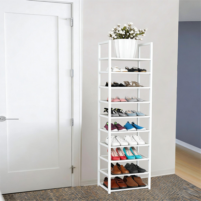 Tall 10-Tier Shoe Rack – Space-Saving Narrow Storage Shelf