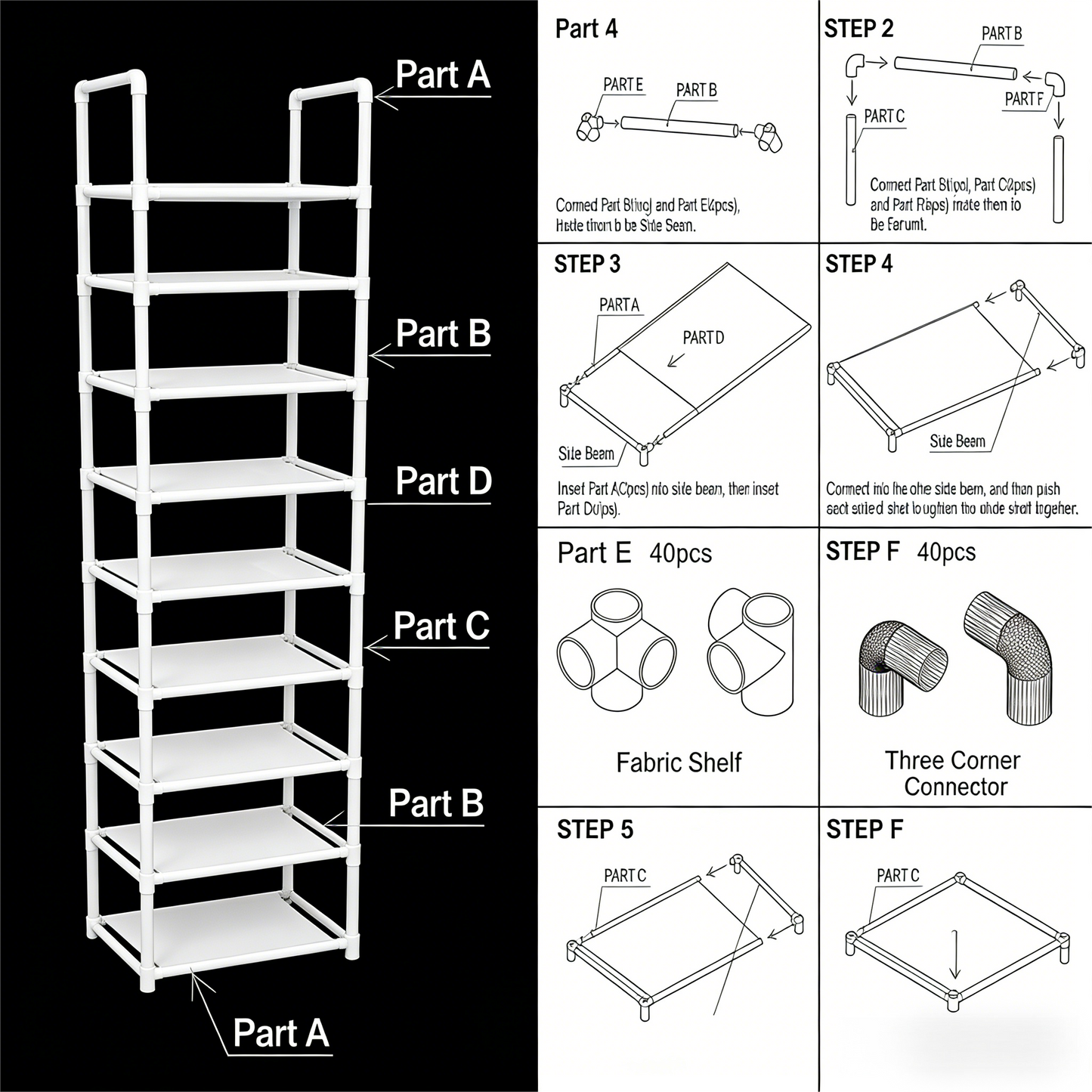 Tall 10-Tier Shoe Rack – Space-Saving Narrow Storage Shelf