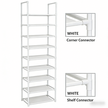 Tall 10-Tier Shoe Rack – Space-Saving Narrow Storage Shelf
