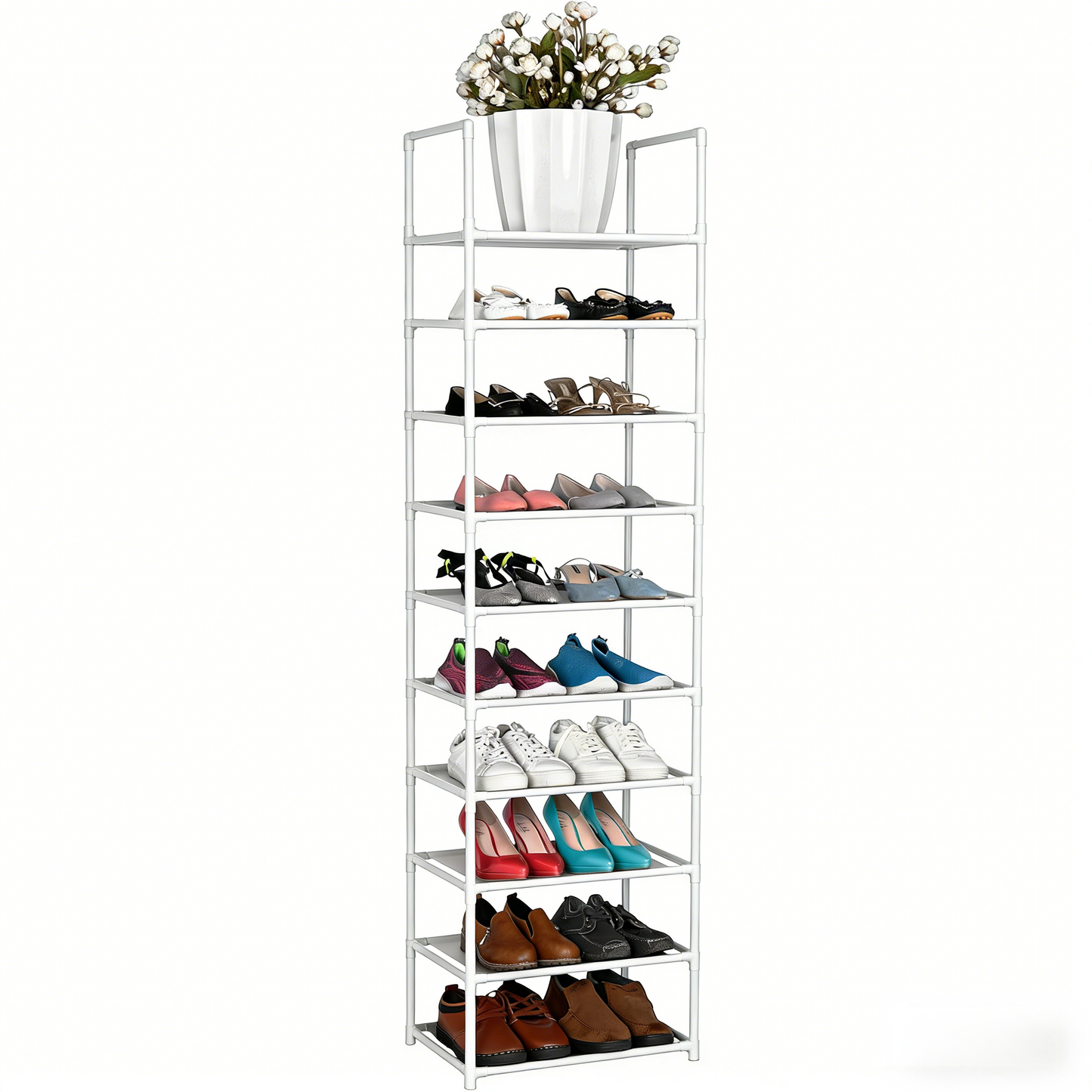 Tall 10-Tier Shoe Rack – Space-Saving Narrow Storage Shelf