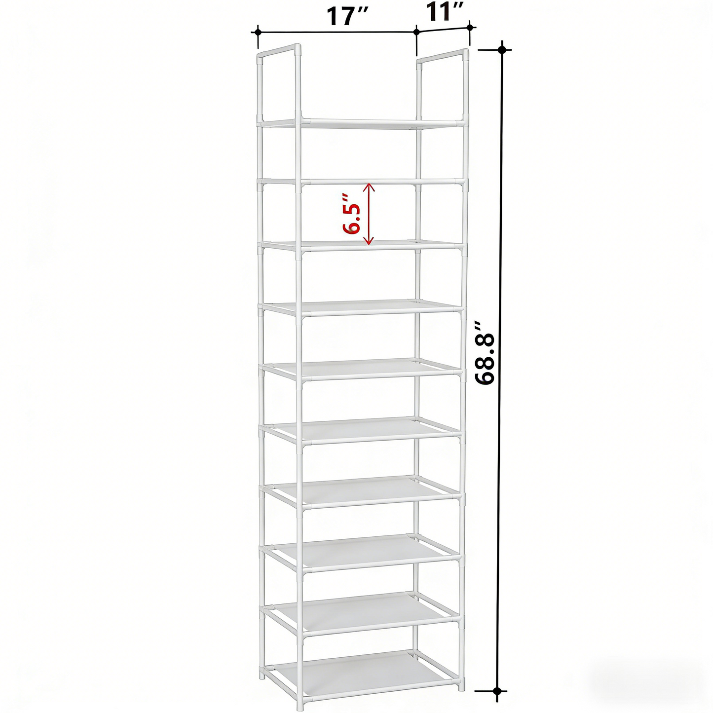 Tall 10-Tier Shoe Rack – Space-Saving Narrow Storage Shelf