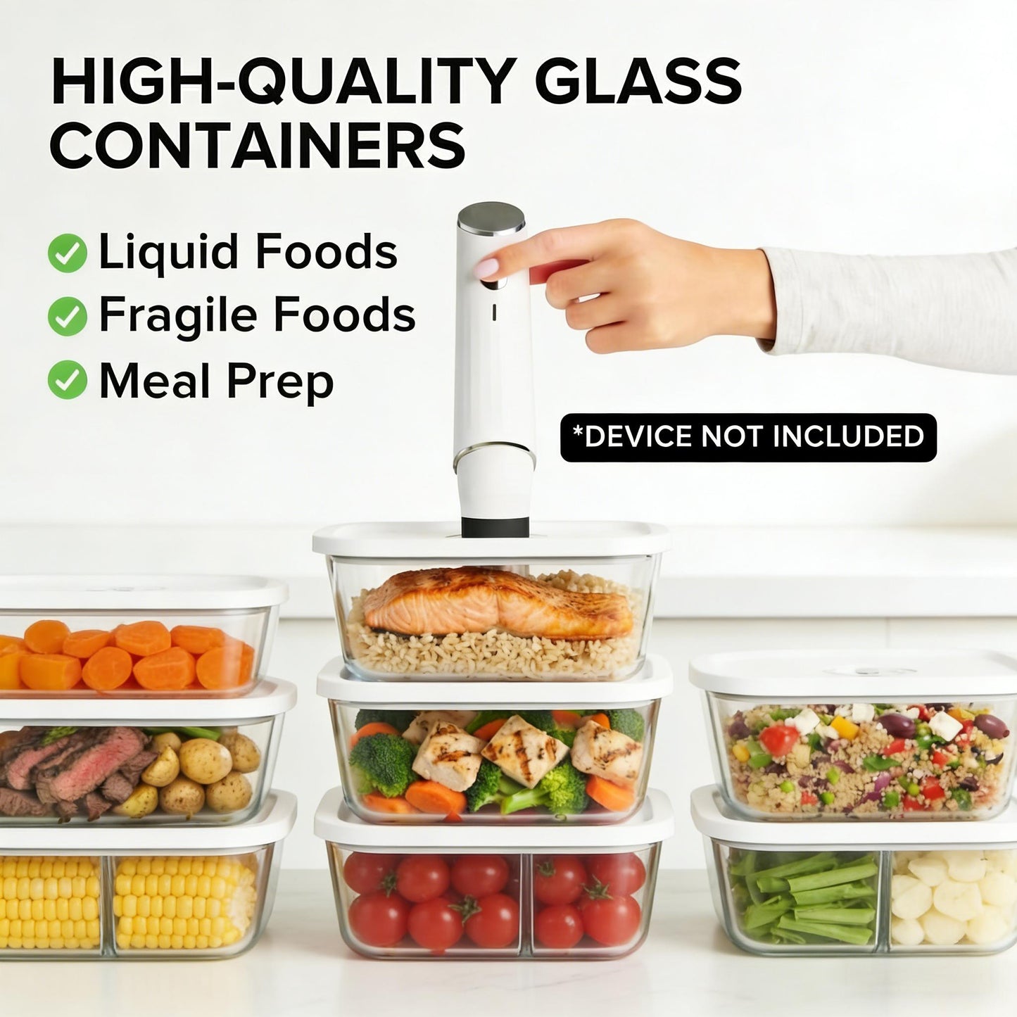 High-Quality Glass Vacuum Seal Food Storage Containers (3-Piece Set)